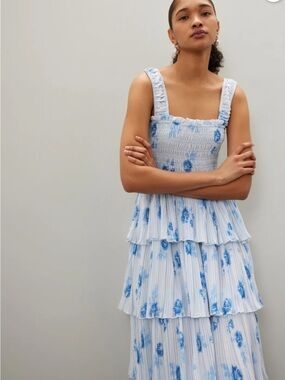 Ganni Pleated Georgette Dress